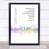 England Watercolour Purple Paradise Cityscape Wall Art Print