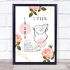 Italy Colosseum Pink Floral Wall Art Print