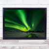 Aurora Borealis Lights Green River Water Reflection Winter Wall Art Print