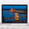 Budapest Hungary Travel Bridge Chain Blue Hour City Cityscape Wall Art Print Budapest Hungary Travel Bridge Chain Blue Hour City Cityscape Wall Art Print