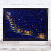 Bus Transportation Blue Night Rooftop Road Way Houses Wall Art Print