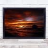 Colours Fire Sunset Flame Gold Golden Seascape Beach Wall Art Print