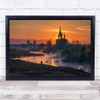Dawn In Dunilovo Russia Church Fog Foggy River Chapel Cathedral Wall Art Print