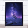 Dreaming Light Night Astronomy Lake Mountain Stars Asturias Spain Wall Art Print