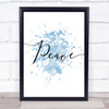 Blue Swirly Peace Quote Wall Art Print