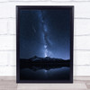 Galaxies Reflection Dark Lake Meteors Sky Mountain Night Astronomy Art Print