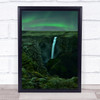 Green Night Waterfall Water Aurora Borealis Wall Art Print