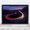 Headlights Brake Lights Night Road Way Red Turn Sunset Car Motorcycle Art Print