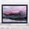 Leaving At Dawn Pink Wind Windy Trees Water Forest Geese Wall Art Print