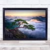 On The Rock Tree Cloud Sunrise Panorama Pine Bonsai Wall Art Print