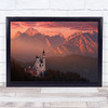 Red morning above the castle Autumn Mountains Germany Alps Wall Art Print