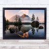 Seascape Water Tree Fir Pine Stone Mountain Reflection Art Print