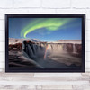 The Astonishing Iceland Godafoss Waterfall Rainbow Flowing Aurora Wall Art Print