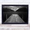The Lake Mountains Rain Pier Jetty Wooden Wood Planks Poles Wall Art Print