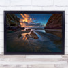 Tide Receded Seascape Sunset Water Rock New Zealand Ocean Beach Wall Art Print