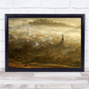 Town Church Tower Fog View Romania Mist Clouds Wall Art Print