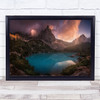 Turquoise Refection Lake Mountains Sunset Alps Reflection Light Wall Art Print