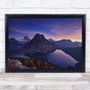 Twilight At Mount Mountains Stars Sunset Night Purple Lake Wall Art Print
