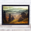 View Forest Trees Distance Shed Cabin House Building Wall Art Print