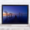 Waiting Lake Water Cypress Tree Dawn Morning Horizon Evening Blue Wall Art Print