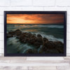 Waves Seascape Shore Crashing Rocks Sunset Corfu Surf Wall Art Print