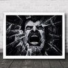 A Cry From The Dark Side Scream Man Teeth Moustache Wall Art Print