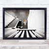 Falling Angle Perspective Stairs Underwear Hair Aerial Above Room Wall Art Print