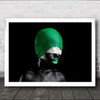 Fear Of The Future Life Green Mask Woman Lipstick Veil Blind Blindfold Art Print