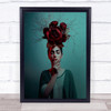 Rose Flower Hat Hand Model Turquoise Teal Red Wall Art Print Rose Flower Hat Hand Model Turquoise Teal Red Wall Art Print