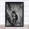 Summer Rain Blacka White Stairs Boy Child Climbing Up Wall Art Print