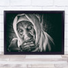 Worried Veil Lady Old Wrinkled Woman Wall Art Print