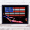 America Manhattan Flag USA City Lights Times Square Us New Wall Art Print
