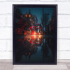 London Night Reflections Landmark England Red Bus Wall Art Print