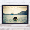 The Diver Boat Diving Goggles Sailboat Sailing Swimming Person Wall Art Print