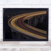 Viadukt Night Architecture Streak Streaks Lights Curve Highway Wall Art Print