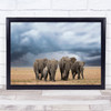 Elephant Walk Herd Stormy Protective Tusk Tusks Elephants Family Cub Art Print