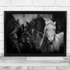 White Animal Animals Horse Horses Farmhouse Countryside Rural Flock Art Print
