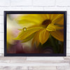 Sunbeam Closeup Drop Water Flower Yellow Petals Painterly Droplet Wall Art Print