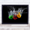 Paprika splash Water Motion Food Vegetables Kitchen Wall Art Print