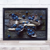 Spoons Blueberry Food Berries Blueberries Blueberry Fruit Kitchen Wall Art Print