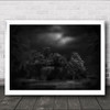 Moonlight Raaverie Netherlands Friesland B&W Trees In Dark Forest Wall Art Print