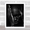 Why Go B&W Sad Sadness Cry Face Hand Portrait Model No Background Wall Art Print