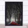 End Of Birthday Red Colonnade Person Mystery Mysterious Fog Mist Wall Art Print