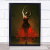 She Dance Alone Creative Edit Edited Dress Red Posture Toes Arms Wall Art Print