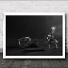 Between The Light Animals B&W Horse Cowboys Cowboy Smoke Fields Wall Art Print