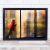 Vanishing Point Window Painterly Blur Two People Running Street Wall Art Print