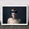 Woman Surreal Disturbing Cracked Face Scarf Wrapped Around Eyes Wall Art Print
