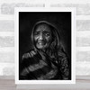 Grandma Old Wrinkled Age Cloak Cape Woman Lady Person Portrait Wall Art Print