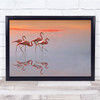 Flamingos Family Animals Bird Mirror Water Red Flamingo Birds Wall Art Print
