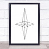 Grid Star White Graphic Shapes Illustration Geometry Symmetry Wall Art Print